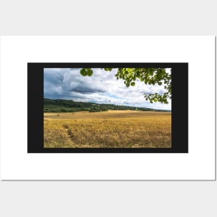 Wheat field under clouds Posters and Art